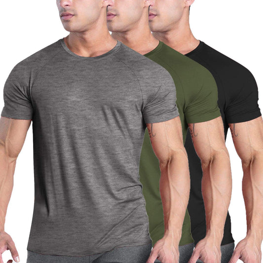 Men'S 3 Pack Workout T Shirts Short Sleeve Gym Bodybuilding Muscle Shirt Base Layer Fitness Tee Tops